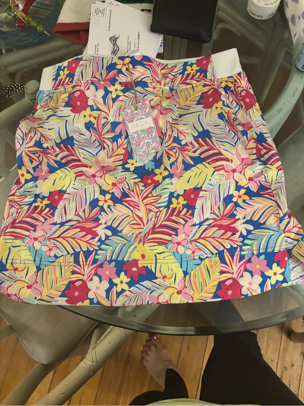Stella Parker Collection  Blue Floral Print Skort